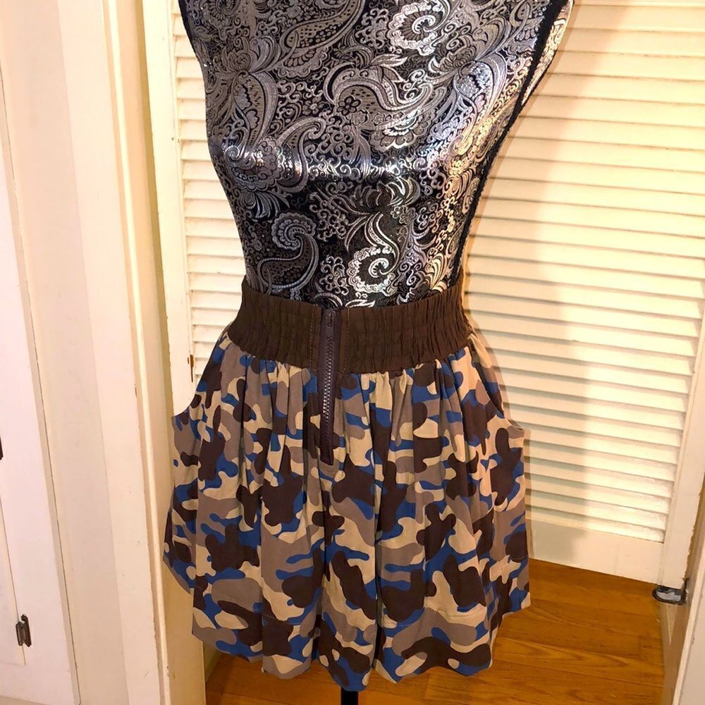 100% Cotton Camo Skater Skirt with Deep Pockets and Stretch Waistband Small